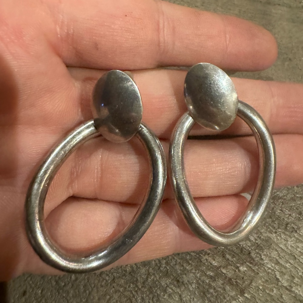 925 Sterling silver vintage post earrings 14.6g ( Door Knocker Earrings)